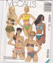 4890 McCalls STRETCH KNIT 2 PIECE BATHING SUITS PATTERN 12, 14 choice